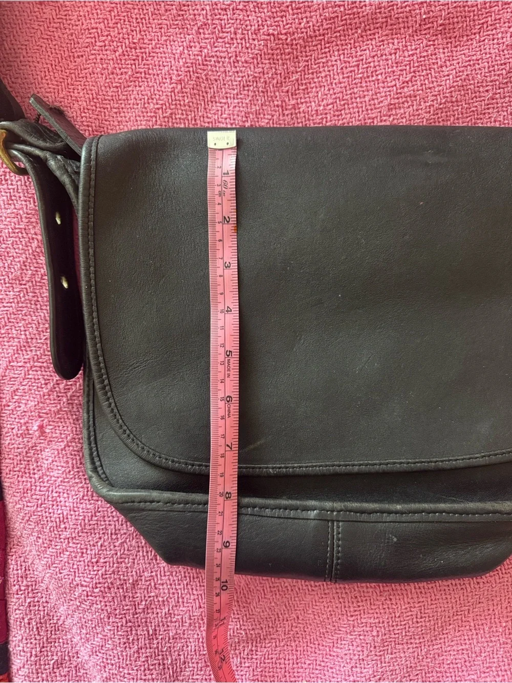 Black Leather Messenger Bag - Brand Coach